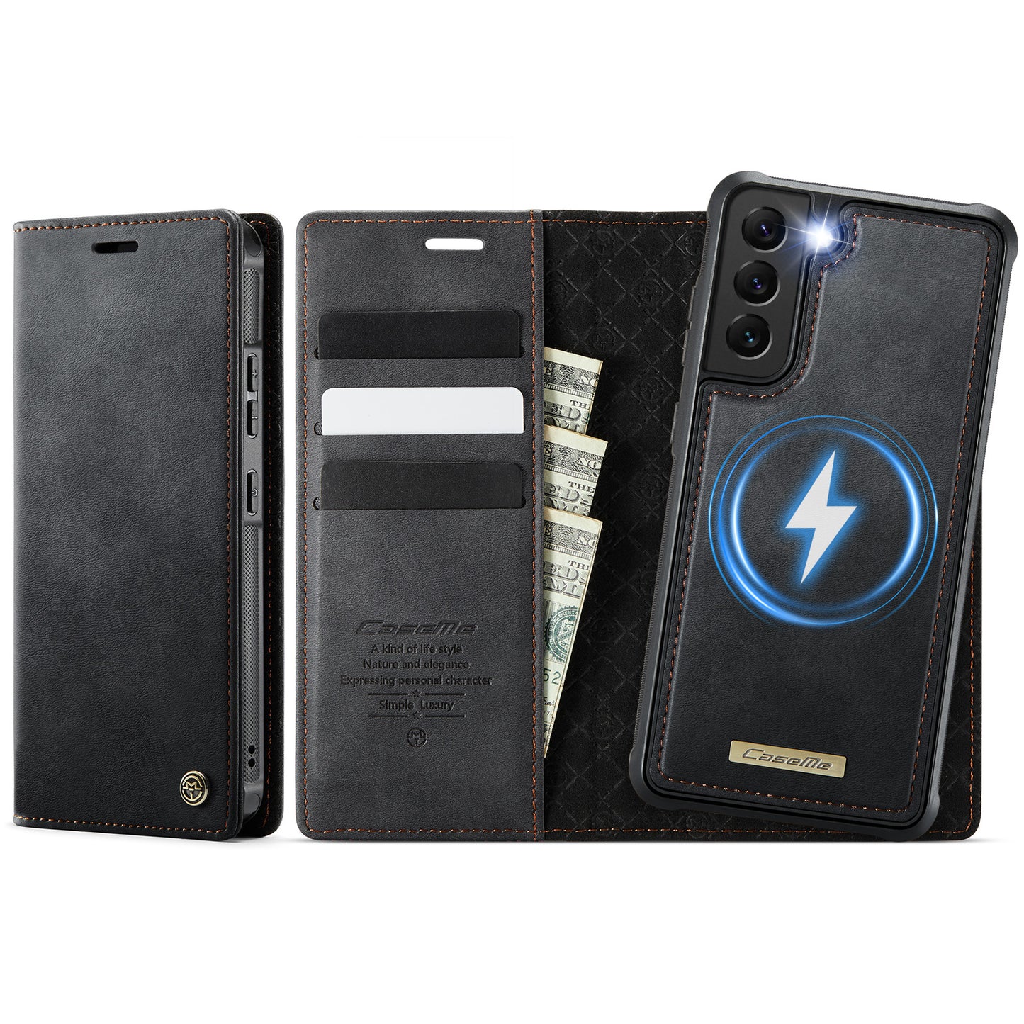 Samsung Galaxy S22+ 5G Case CASEME C49  Compatible with MagSafe RFID Blocking Detachable Wallet Leather Phone Cover