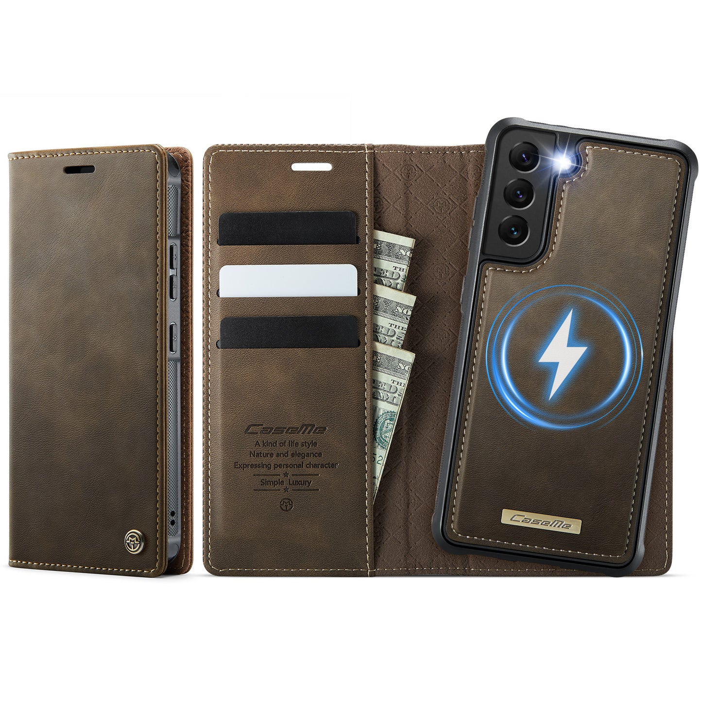 Samsung Galaxy S22+ 5G Case CASEME C49  Compatible with MagSafe RFID Blocking Detachable Wallet Leather Phone Cover