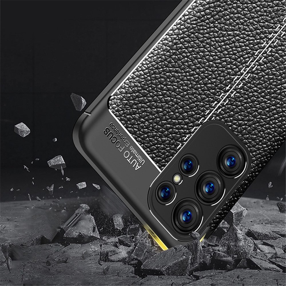 Litchi Texture Slim Phone Case for Samsung Galaxy S23 Ultra, Scratch-resistant Flexible TPU Cover