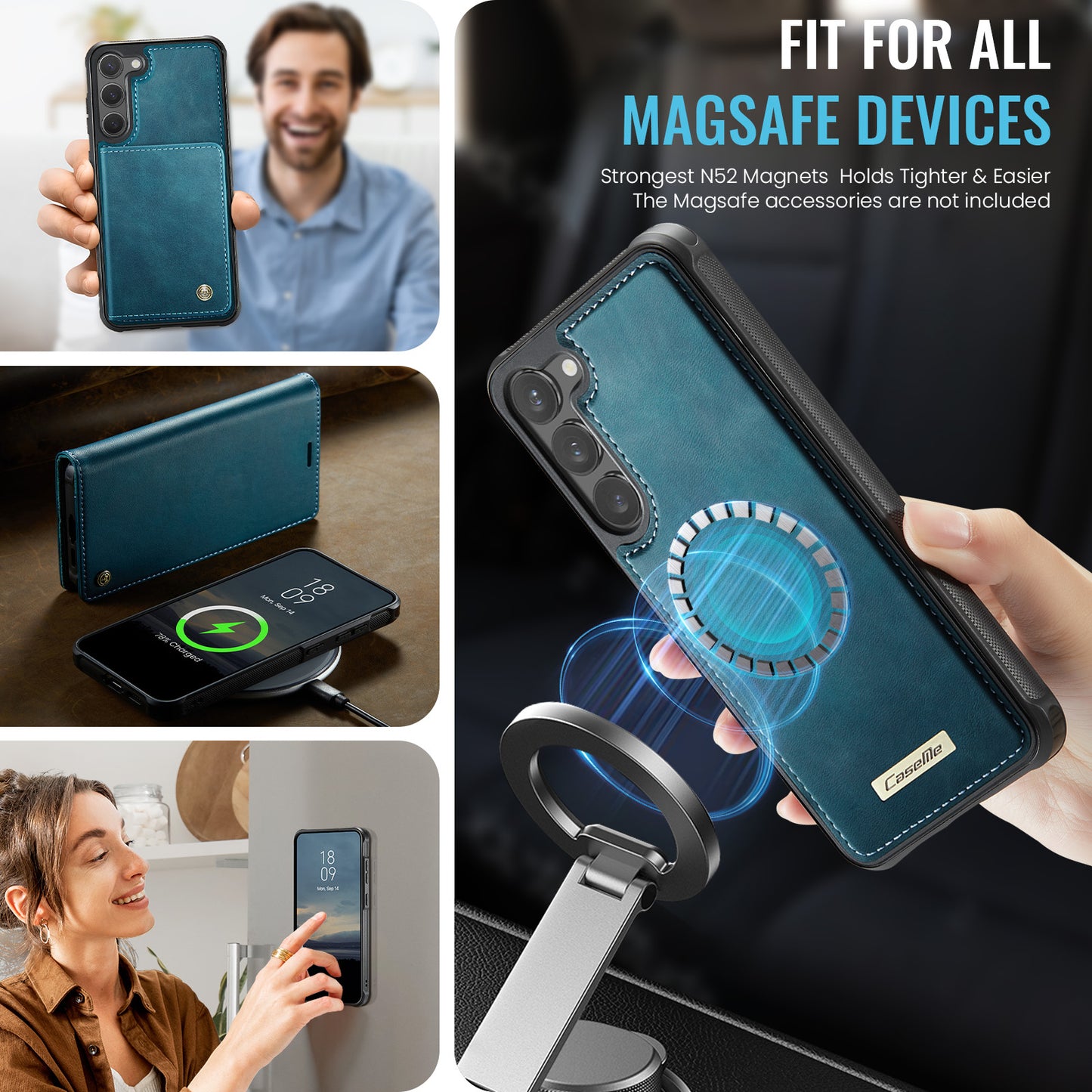 Samsung Galaxy S23+ Case CASEME C49  Compatible with MagSafe RFID Blocking Detachable Wallet Leather Phone Cover