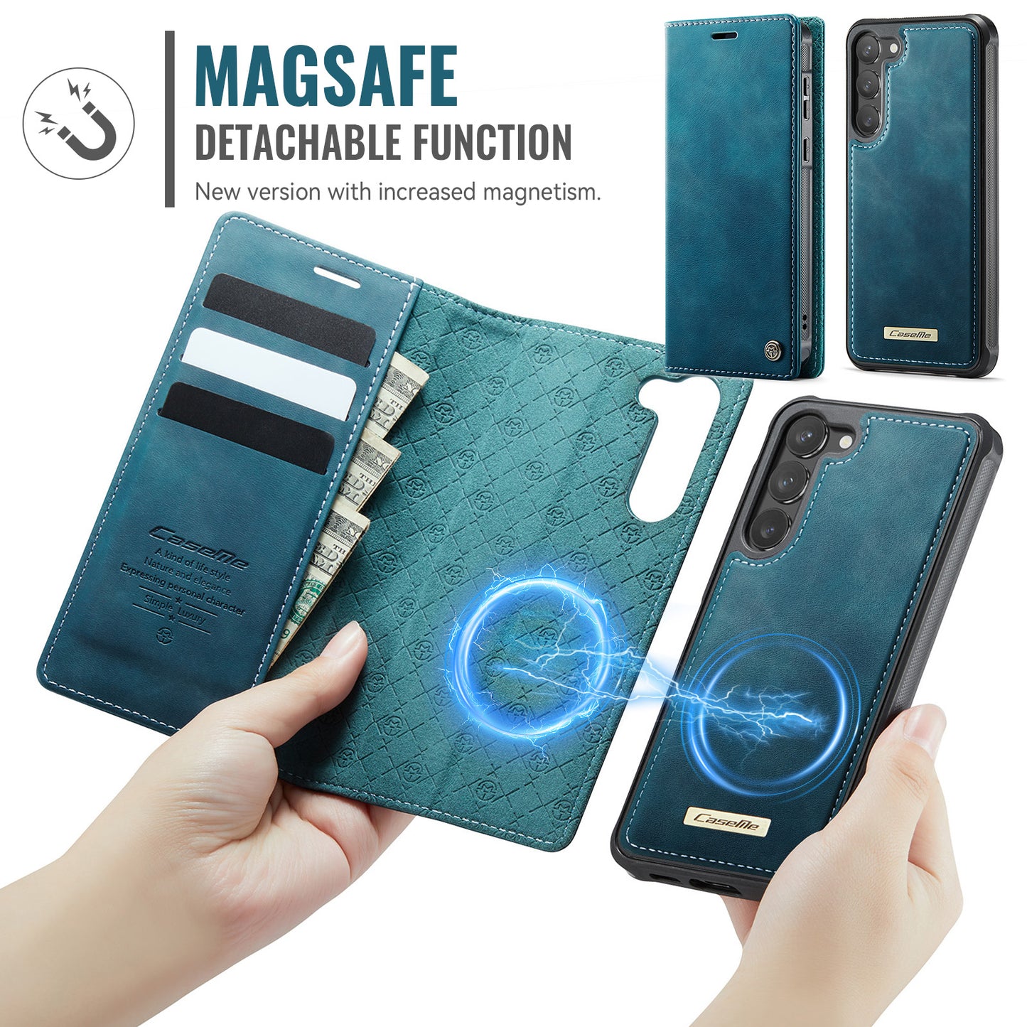 Samsung Galaxy S23+ Case CASEME C49  Compatible with MagSafe RFID Blocking Detachable Wallet Leather Phone Cover