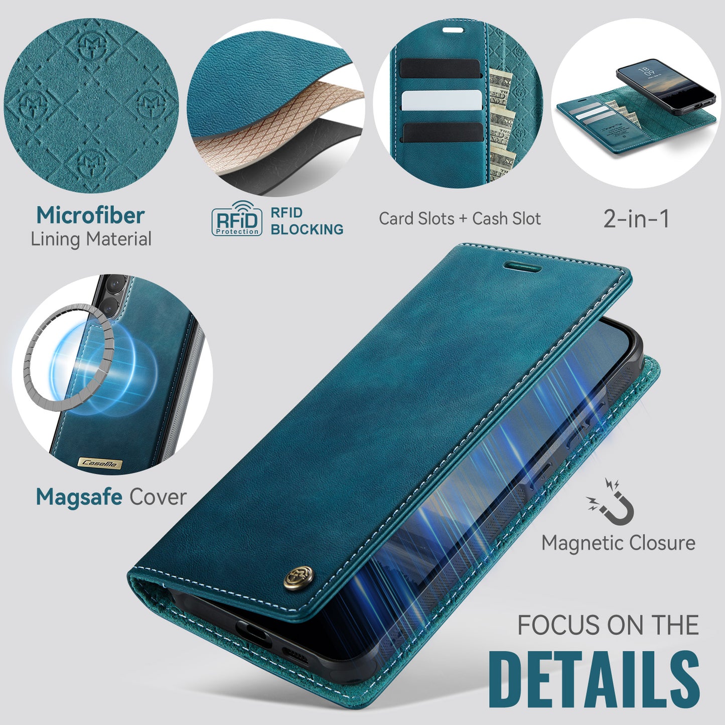 Samsung Galaxy S23+ Case CASEME C49  Compatible with MagSafe RFID Blocking Detachable Wallet Leather Phone Cover