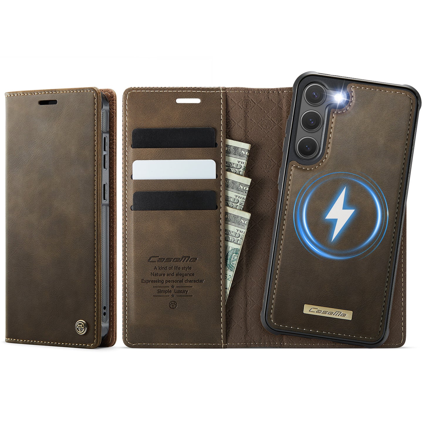 Samsung Galaxy S23+ Case CASEME C49  Compatible with MagSafe RFID Blocking Detachable Wallet Leather Phone Cover