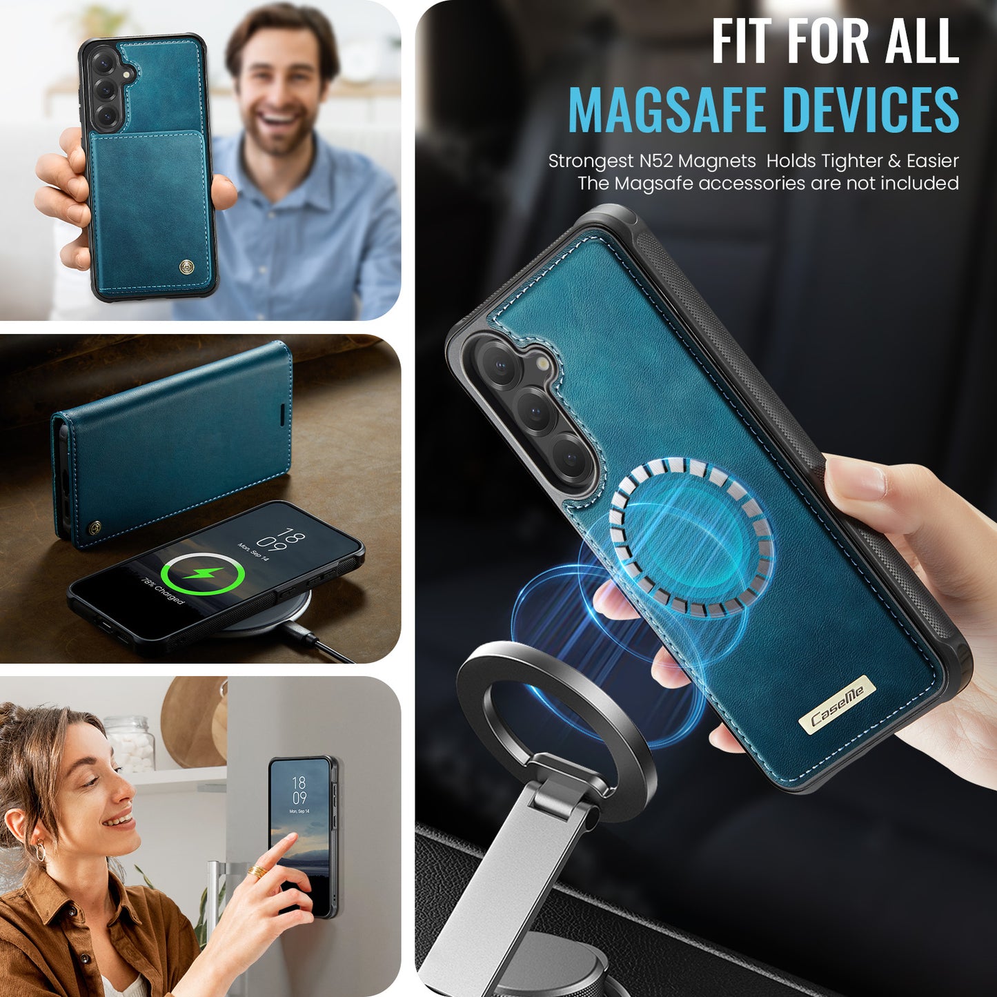 Samsung Galaxy S23 FE Case CASEME C49  Compatible with MagSafe RFID Blocking Detachable Wallet Leather Phone Cover