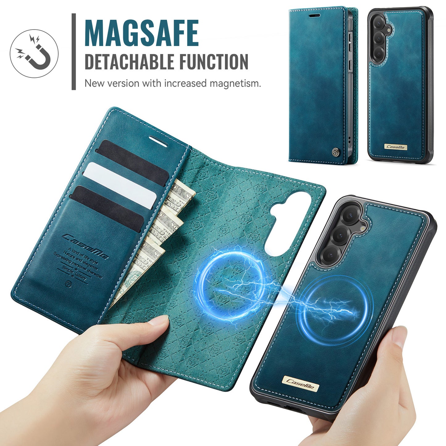 Samsung Galaxy S23 FE Case CASEME C49  Compatible with MagSafe RFID Blocking Detachable Wallet Leather Phone Cover