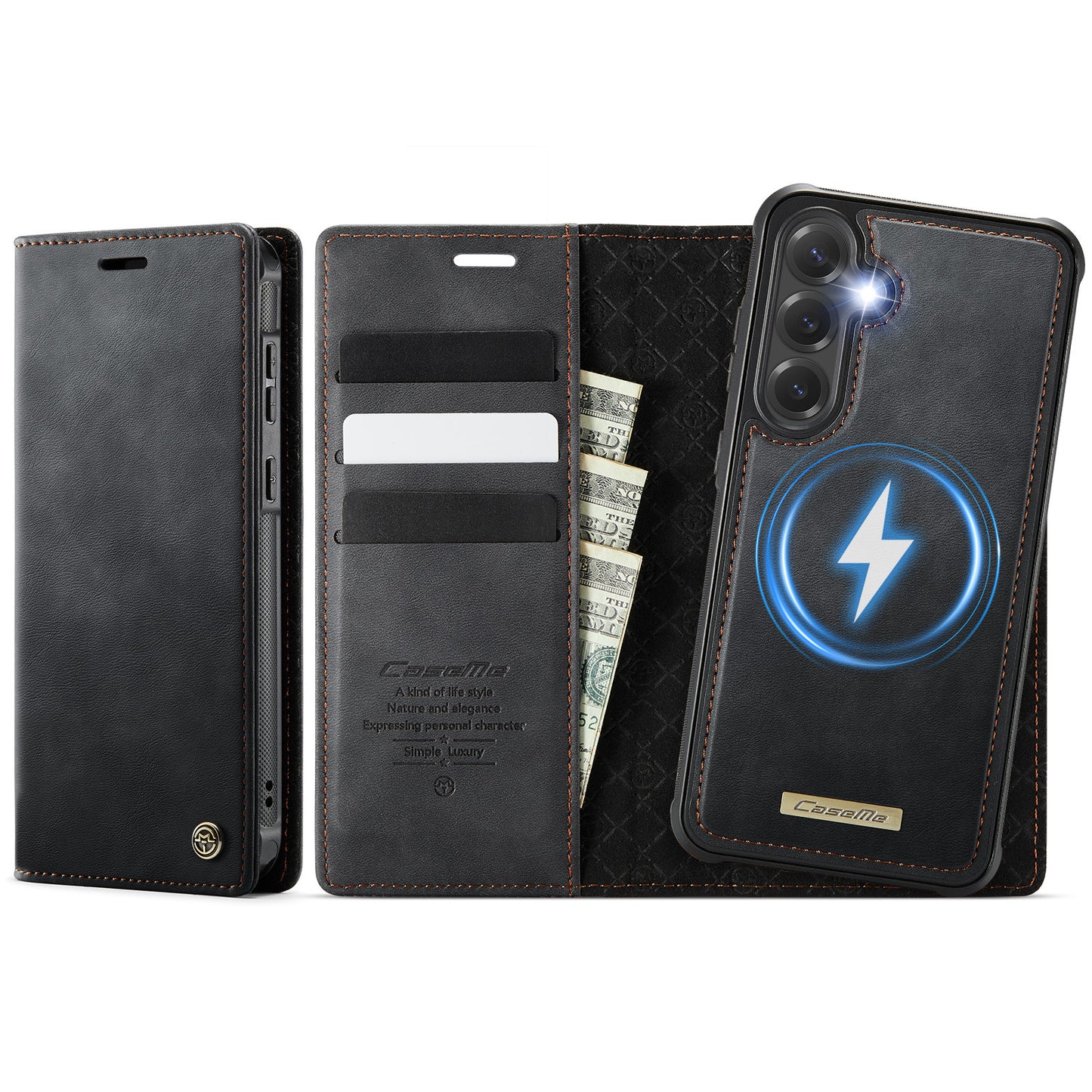 Samsung Galaxy S23 FE Case CASEME C49  Compatible with MagSafe RFID Blocking Detachable Wallet Leather Phone Cover
