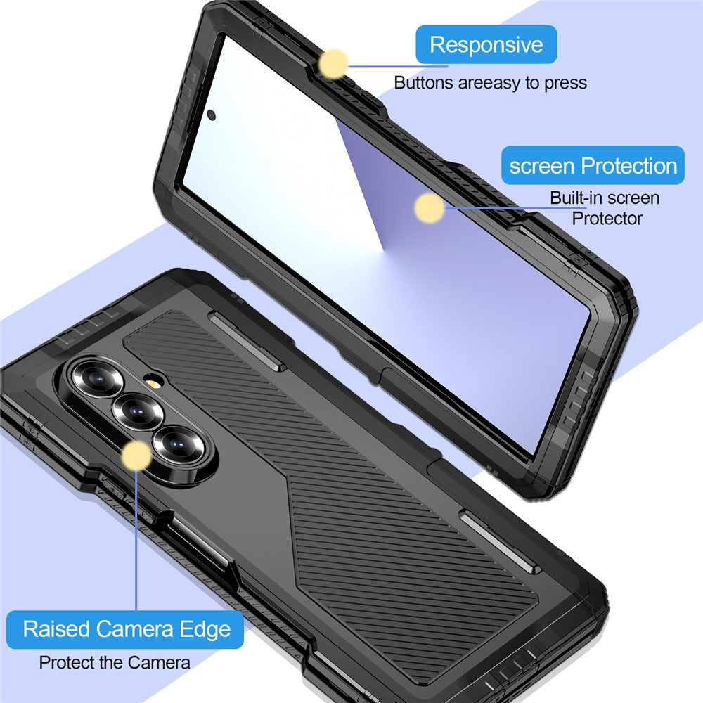 Samsung Galaxy Z Fold7 5G Case Aluminium Alloy + Silicone Kickstand Cover with PET Screen Film