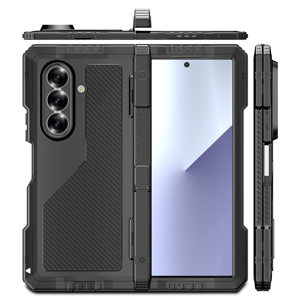 Samsung Galaxy Z Fold7 5G Case Aluminium Alloy + Silicone Kickstand Cover with PET Screen Film