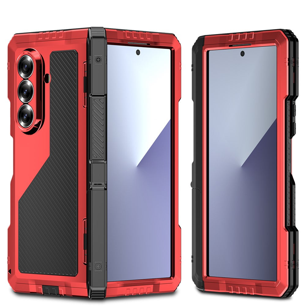 Samsung Galaxy Z Fold7 5G Case Aluminium Alloy + Silicone Kickstand Cover with PET Screen Film