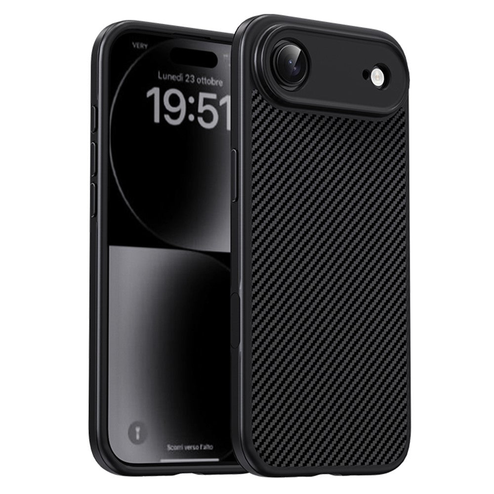 IPAKY For iPhone Air TPU Case Carbon Fiber Texture Phone Cover Metal Lens Frame