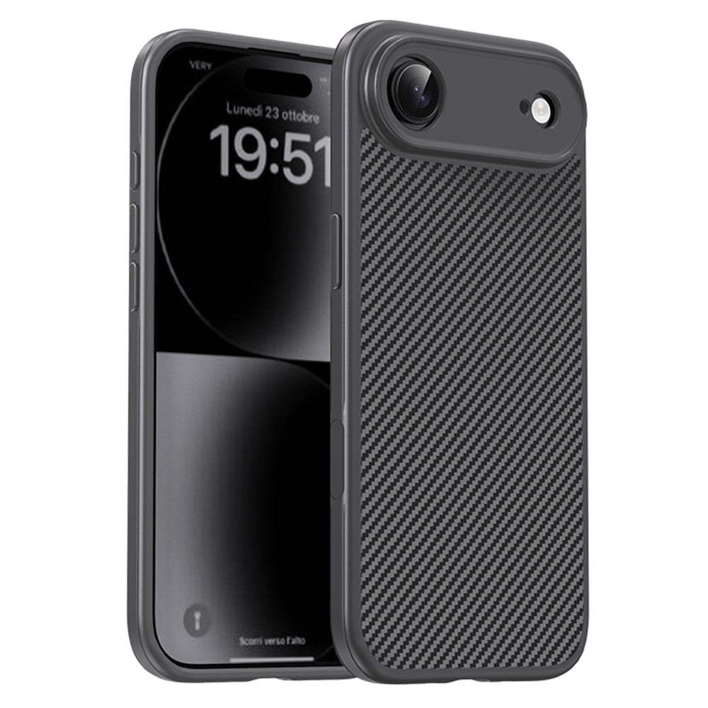 IPAKY For iPhone Air TPU Case Carbon Fiber Texture Phone Cover Metal Lens Frame