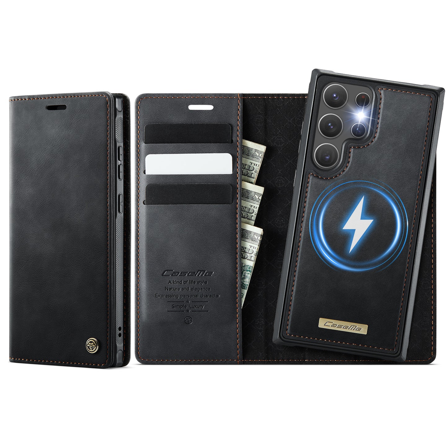 Samsung Galaxy S22 Ultra 5G Case CASEME C49 Compatible with MagSafe RFID Blocking Detachable Wallet Leather Phone Cover