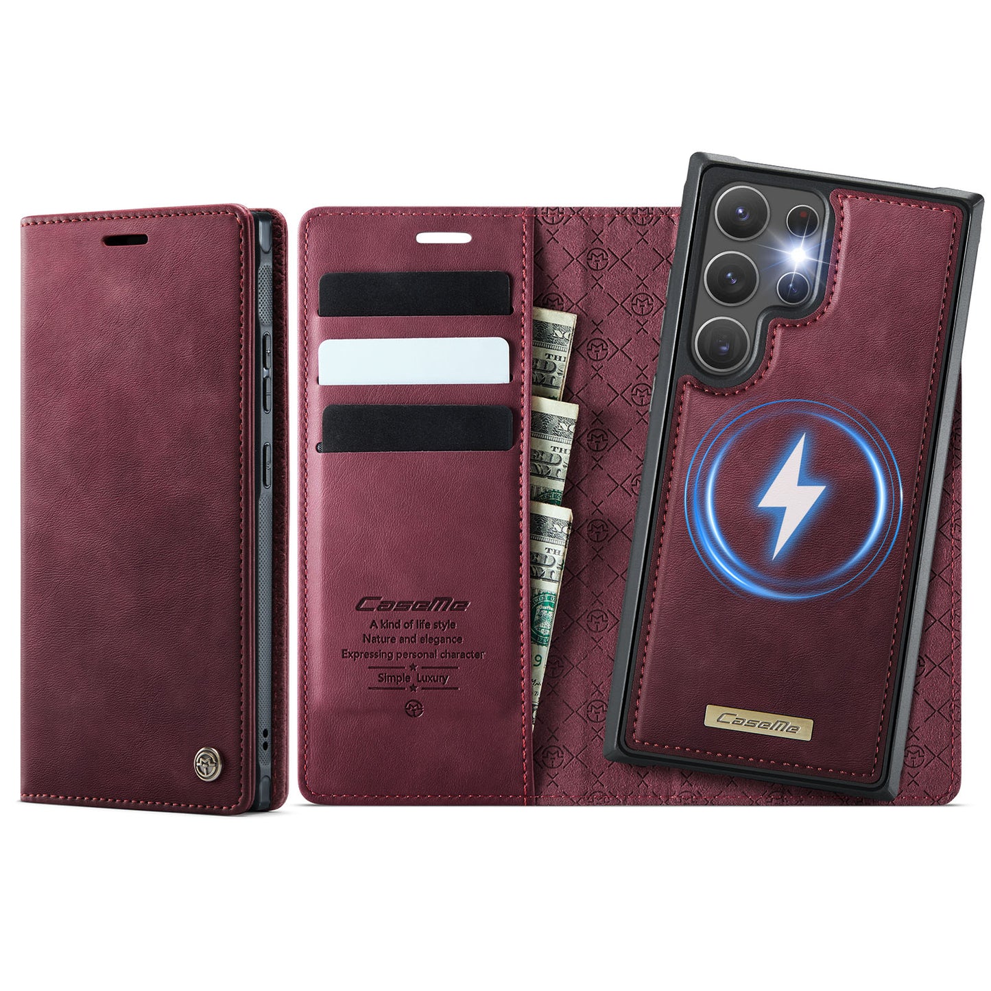 Samsung Galaxy S22 Ultra 5G Case CASEME C49 Compatible with MagSafe RFID Blocking Detachable Wallet Leather Phone Cover