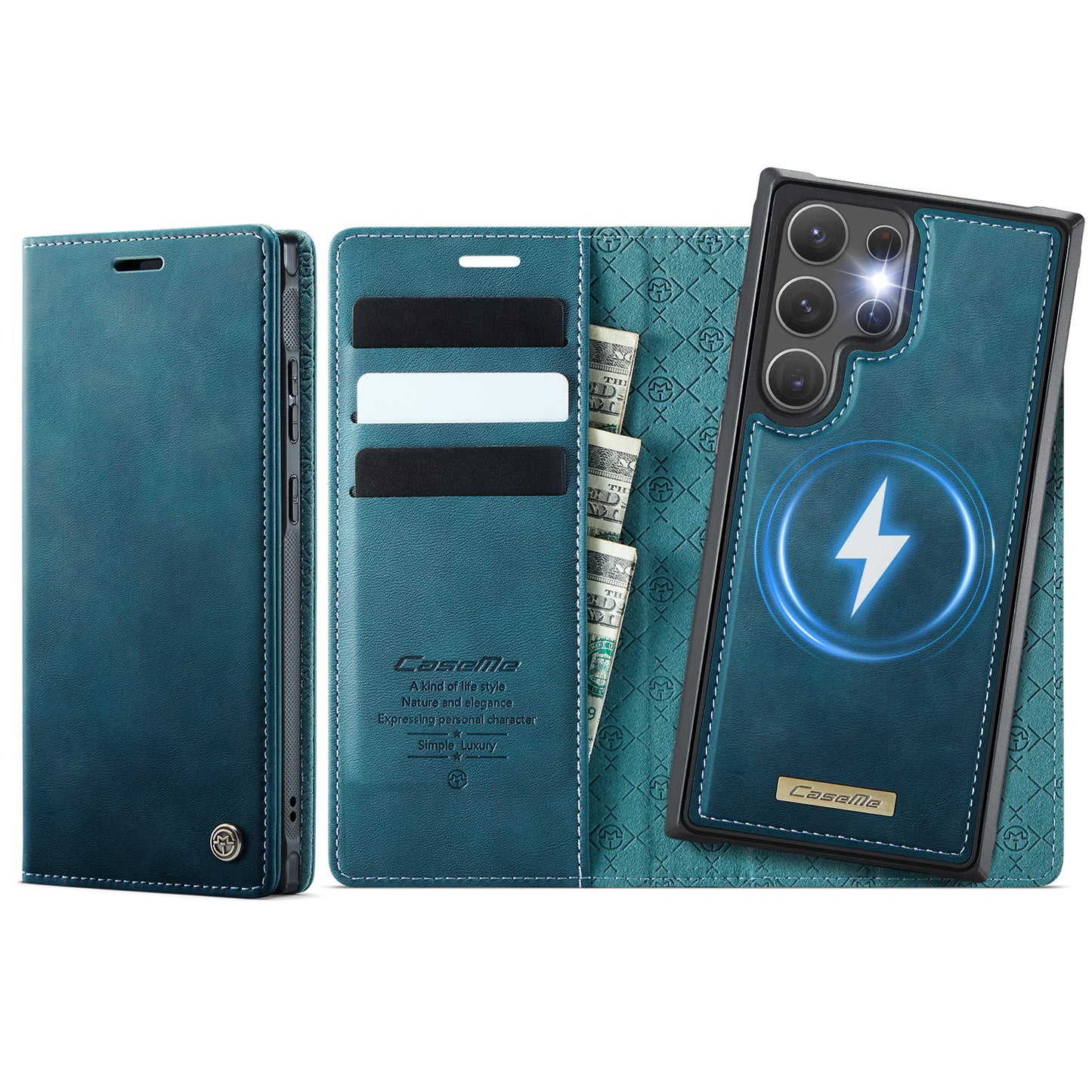 Samsung Galaxy S22 Ultra 5G Case CASEME C49 Compatible with MagSafe RFID Blocking Detachable Wallet Leather Phone Cover