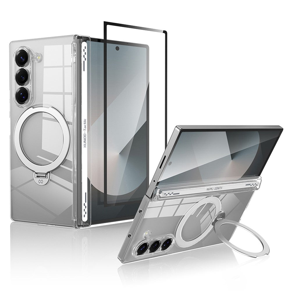 XUNDD For Samsung Galaxy Z Fold6 5G Magnetic Case Kickstand PC Cover with Tempered Glass