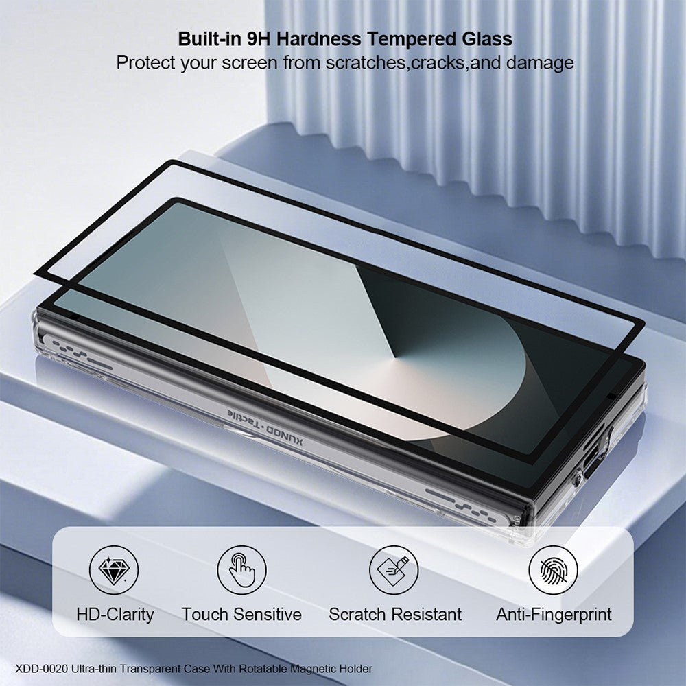 XUNDD For Samsung Galaxy Z Fold6 5G Magnetic Case Kickstand PC Cover with Tempered Glass