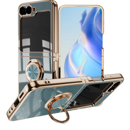 Samsung Galaxy Z Flip6 5G Case Precise Cutouts 6D Electroplating TPU Phone Cover with Ring Holder