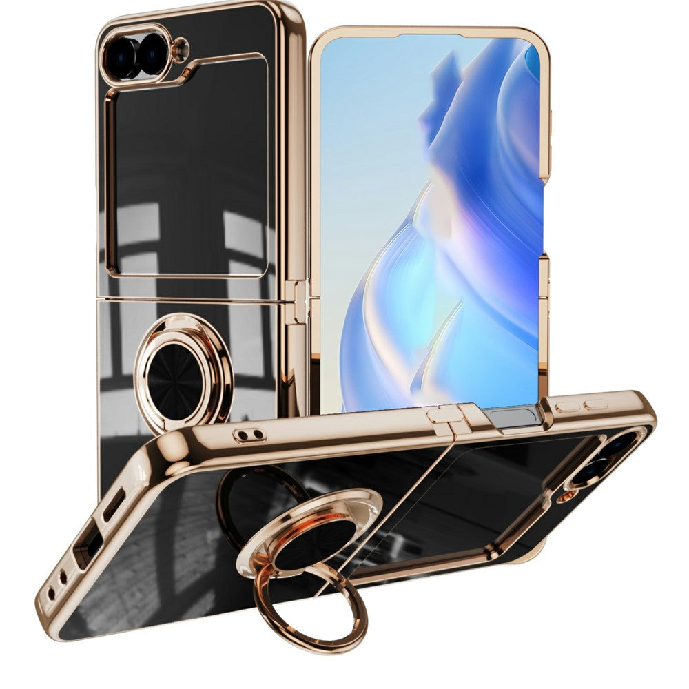 Samsung Galaxy Z Flip6 5G Case Precise Cutouts 6D Electroplating TPU Phone Cover with Ring Holder