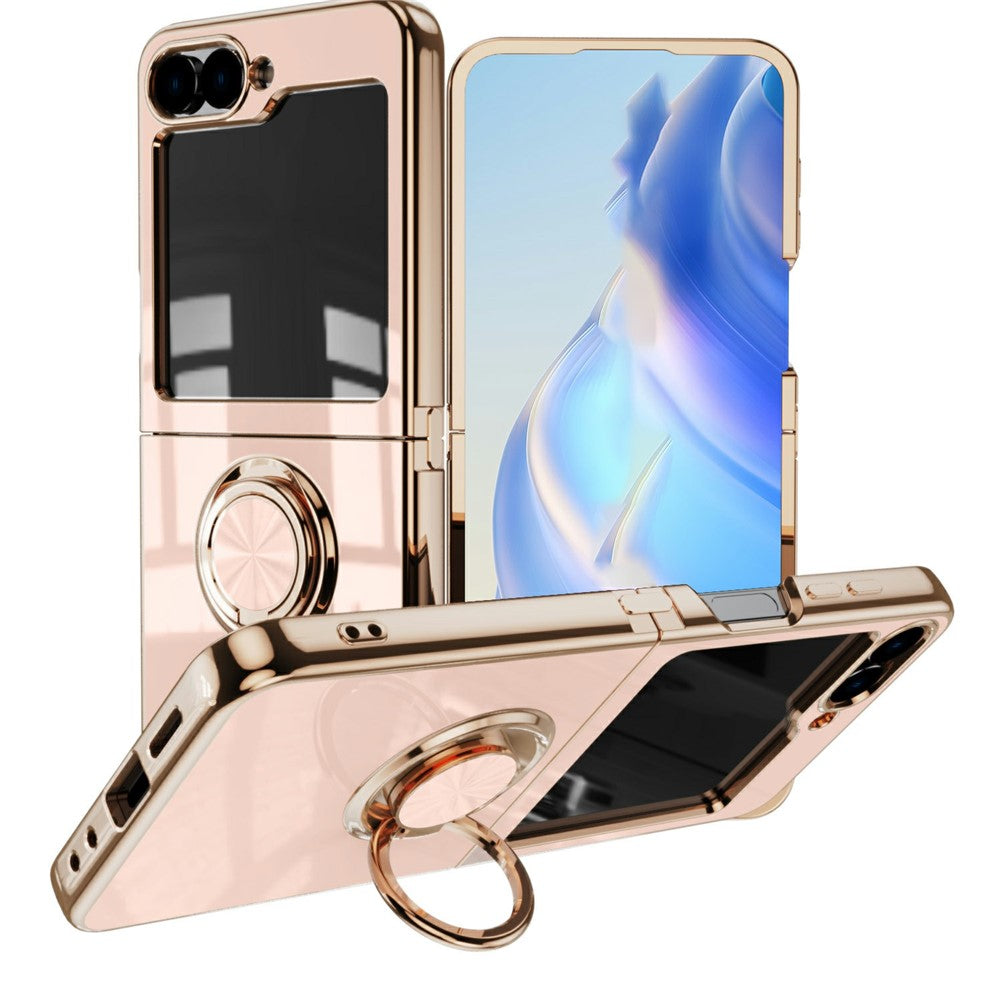 For Samsung Galaxy Z Flip6 5G Case Precise Cutouts 6D Electroplating TPU Phone Cover with Ring Holder