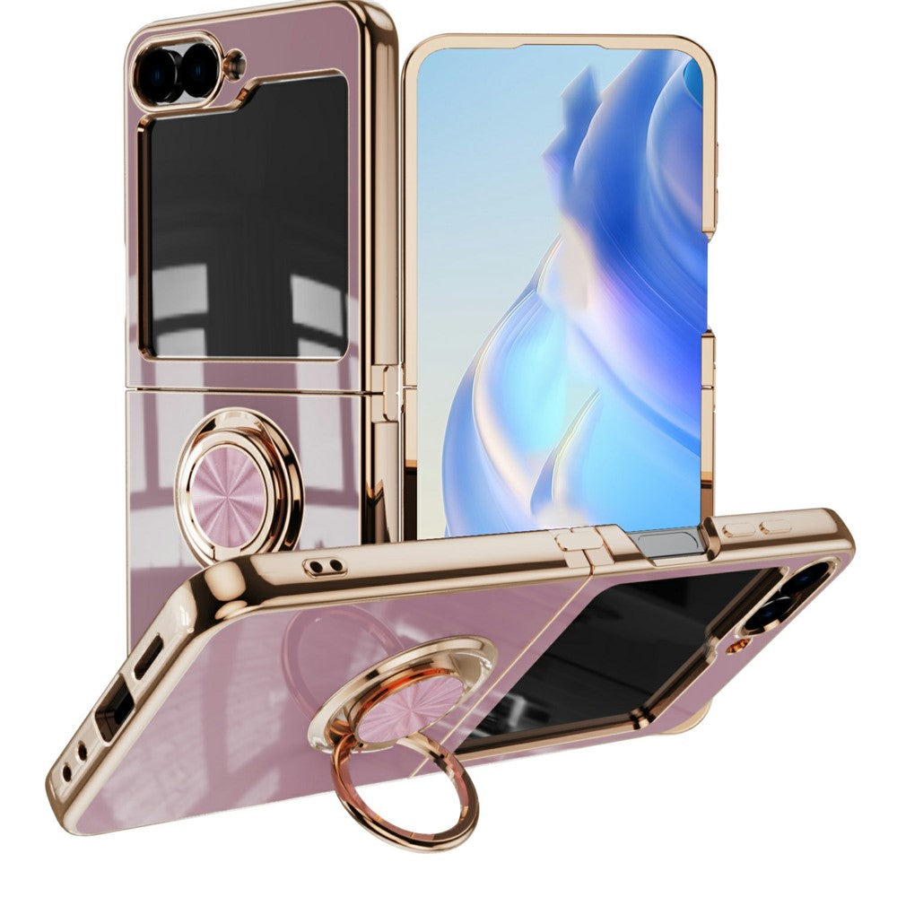 Samsung Galaxy Z Flip6 5G Case Precise Cutouts 6D Electroplating TPU Phone Cover with Ring Holder