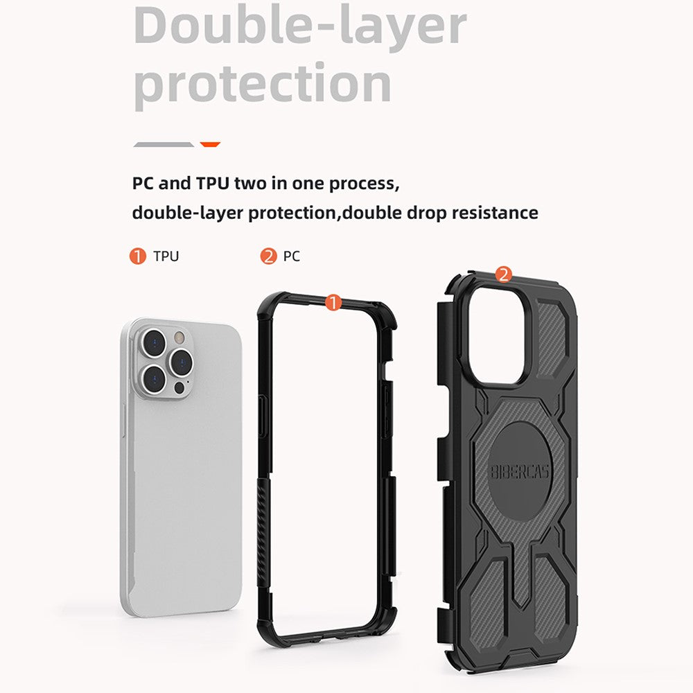 BIBERCAS J-16 Series For iPhone 14 Pro Case Compatible with MagSafe Anti Drop TPU + PC Phone Cover