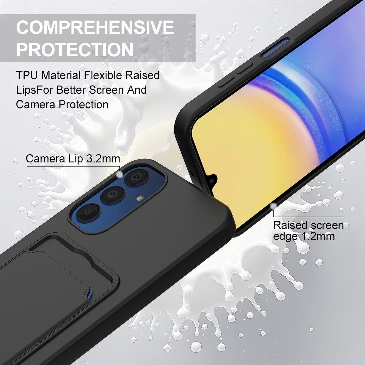 Samsung Galaxy A54 5G Liquid Silicone Case  Phone Back Cover with Card Holder and Short Strap