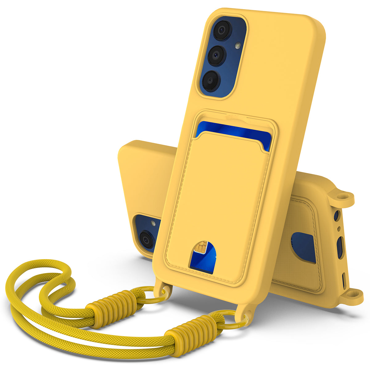 Samsung Galaxy A54 5G Liquid Silicone Case  Phone Back Cover with Card Holder and Short Strap