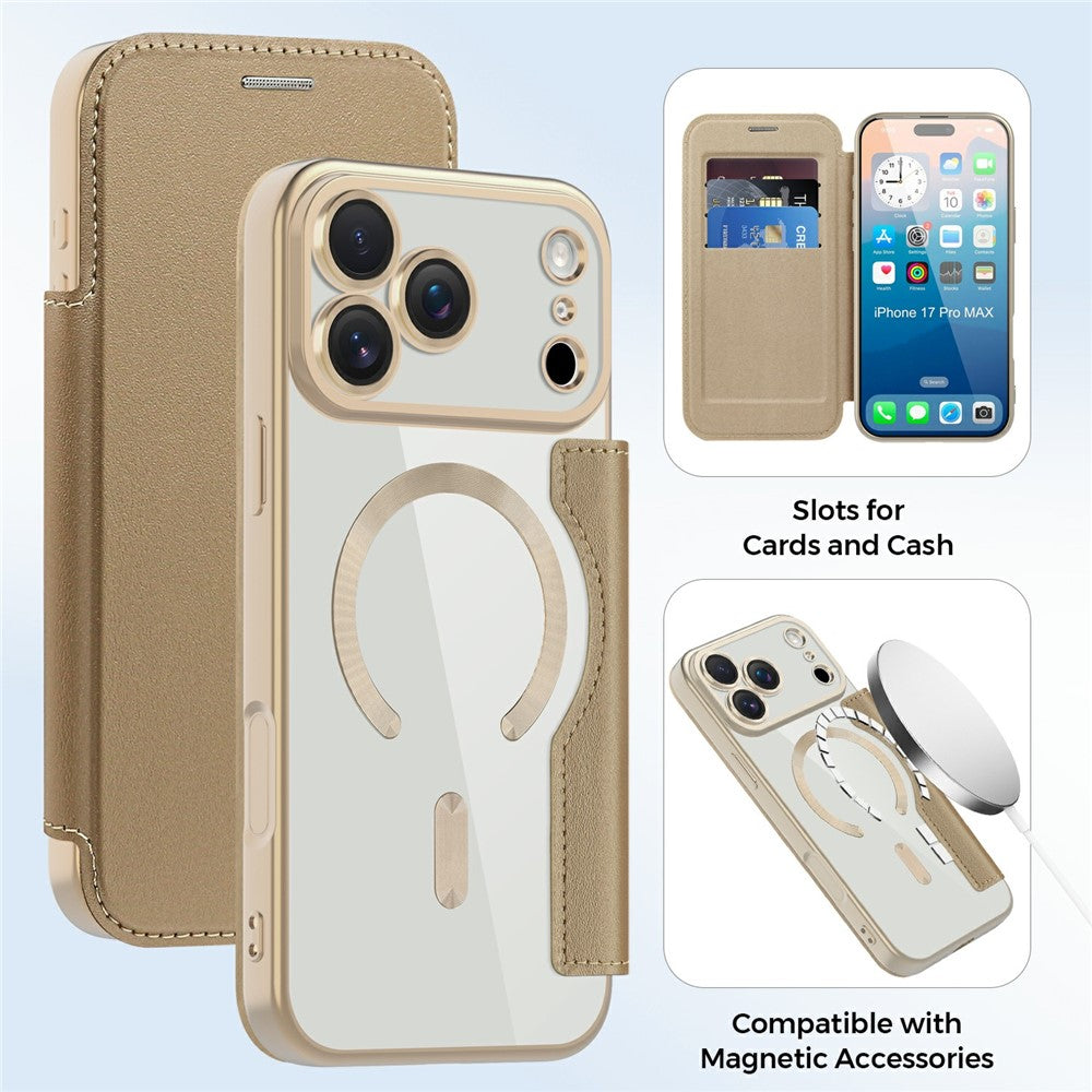For iPhone 17 Pro Case Compatible with MagSafe RFID Blocking Leather Phone Cover
