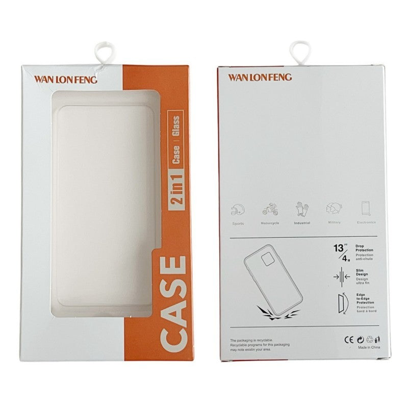 For iPhone 17 Pro Max Clear Phone Case with 2Pcs Screen Film WANLONFENG CK1 Series Card Holder Cover (Big Lens Hole)