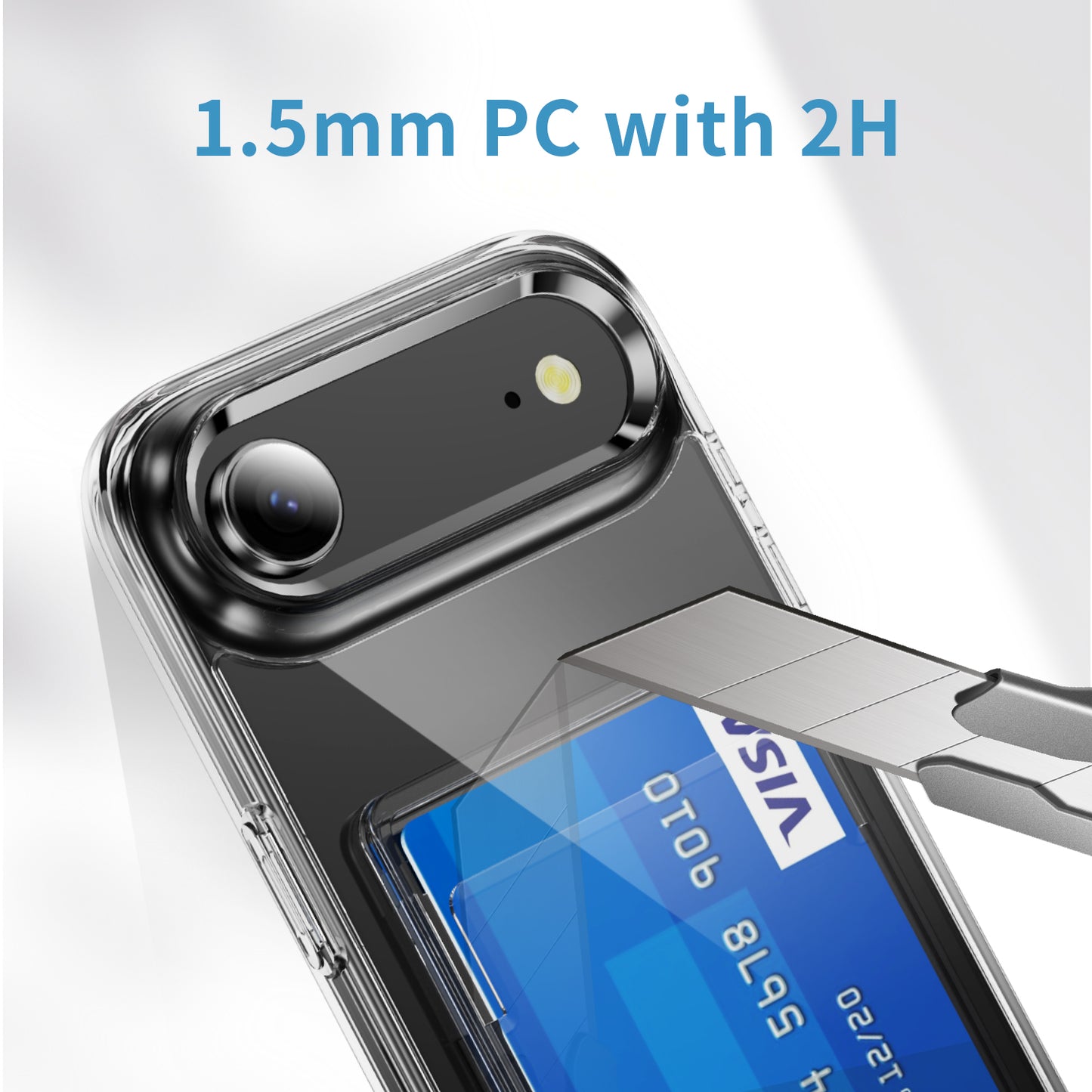 For iPhone Air Clear Phone Case with 2Pcs Screen Film WANLONFENG CK1 Series Card Holder Cover (Big Lens Hole)