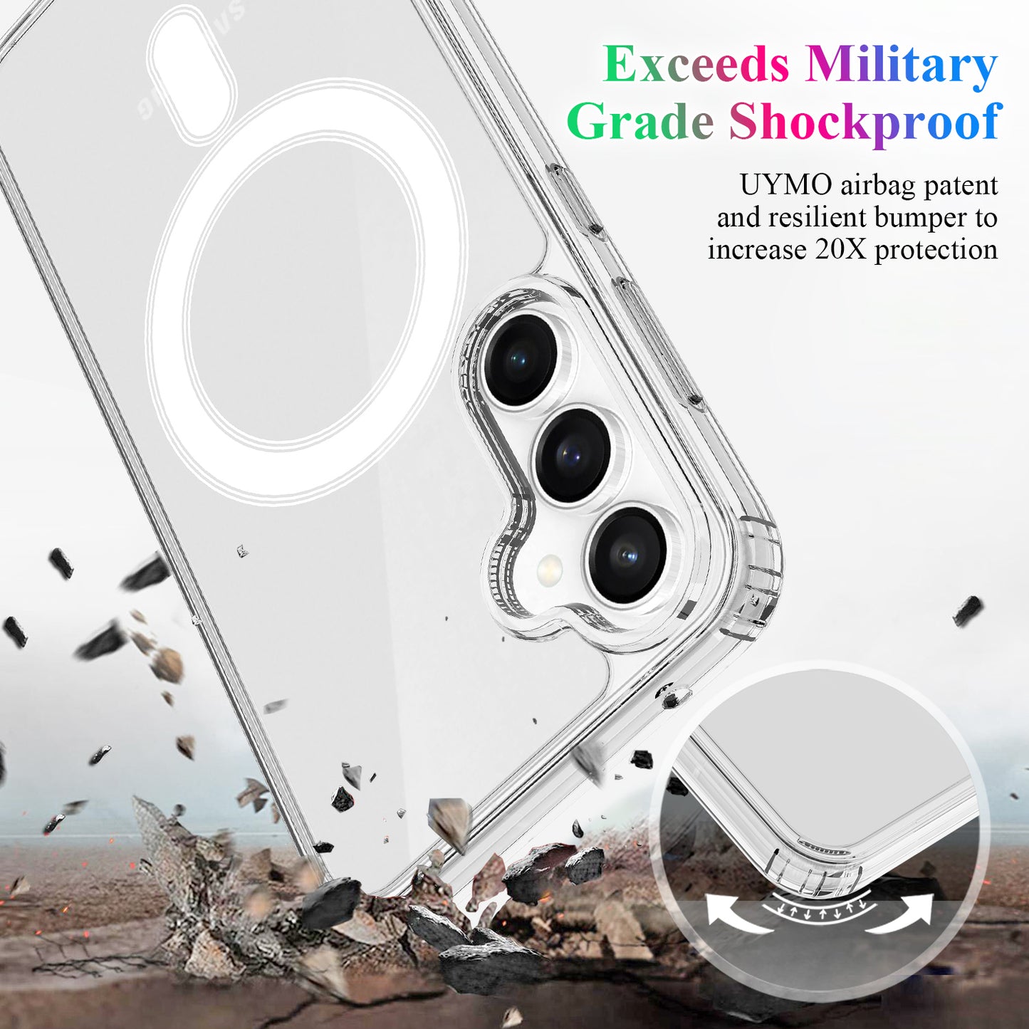 Samsung Galaxy S25 FE Clear Phone Case Compatible with MagSafe TPU+Acrylic Back Cover