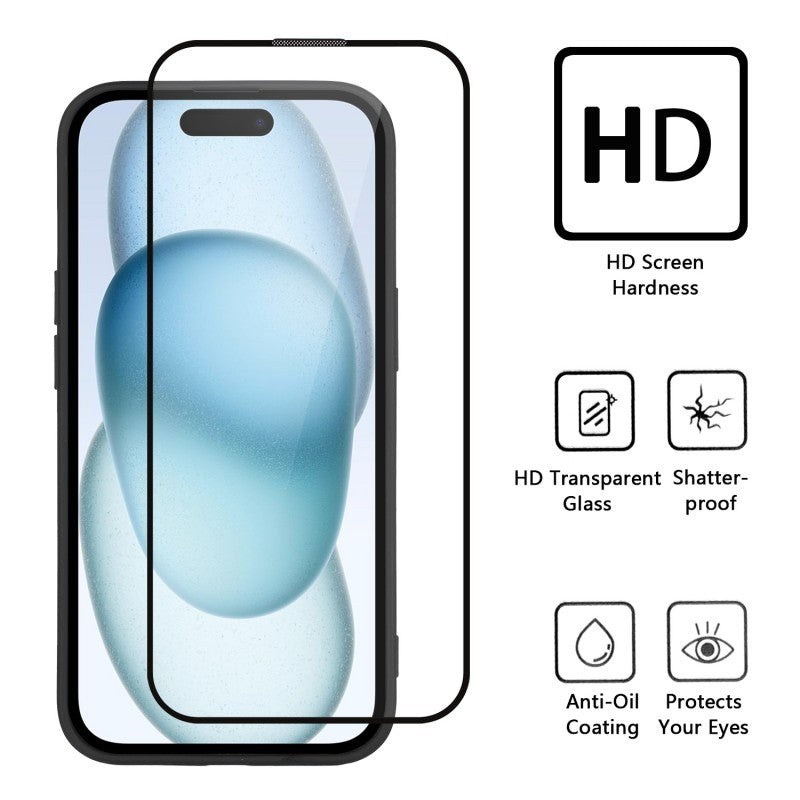 iPhone 16 Pro Clear Phone Case with 2Pcs Screen Film WANLONFENG CK1 Series Card Holder Cover (Big Lens Hole)