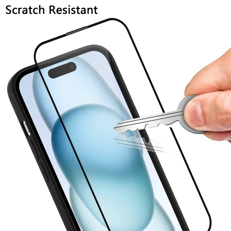 For iPhone 15 Pro Max Clear Phone Case with 2Pcs Screen Film WANLONFENG CK1 Series Card Holder Cover (Big Lens Hole)