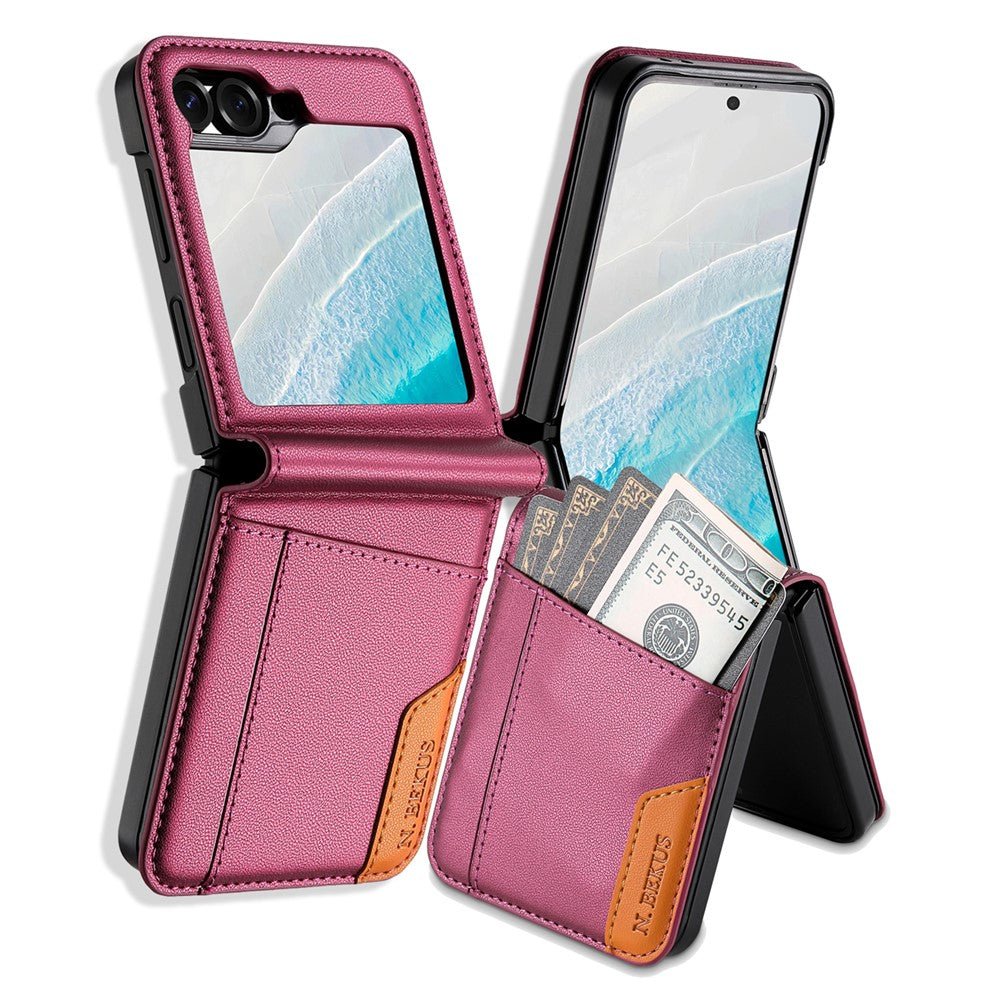 Samsung Galaxy Z Flip6 5G / Flip7 FE 5G Case Card Slot PU + PC Phone Back Cover