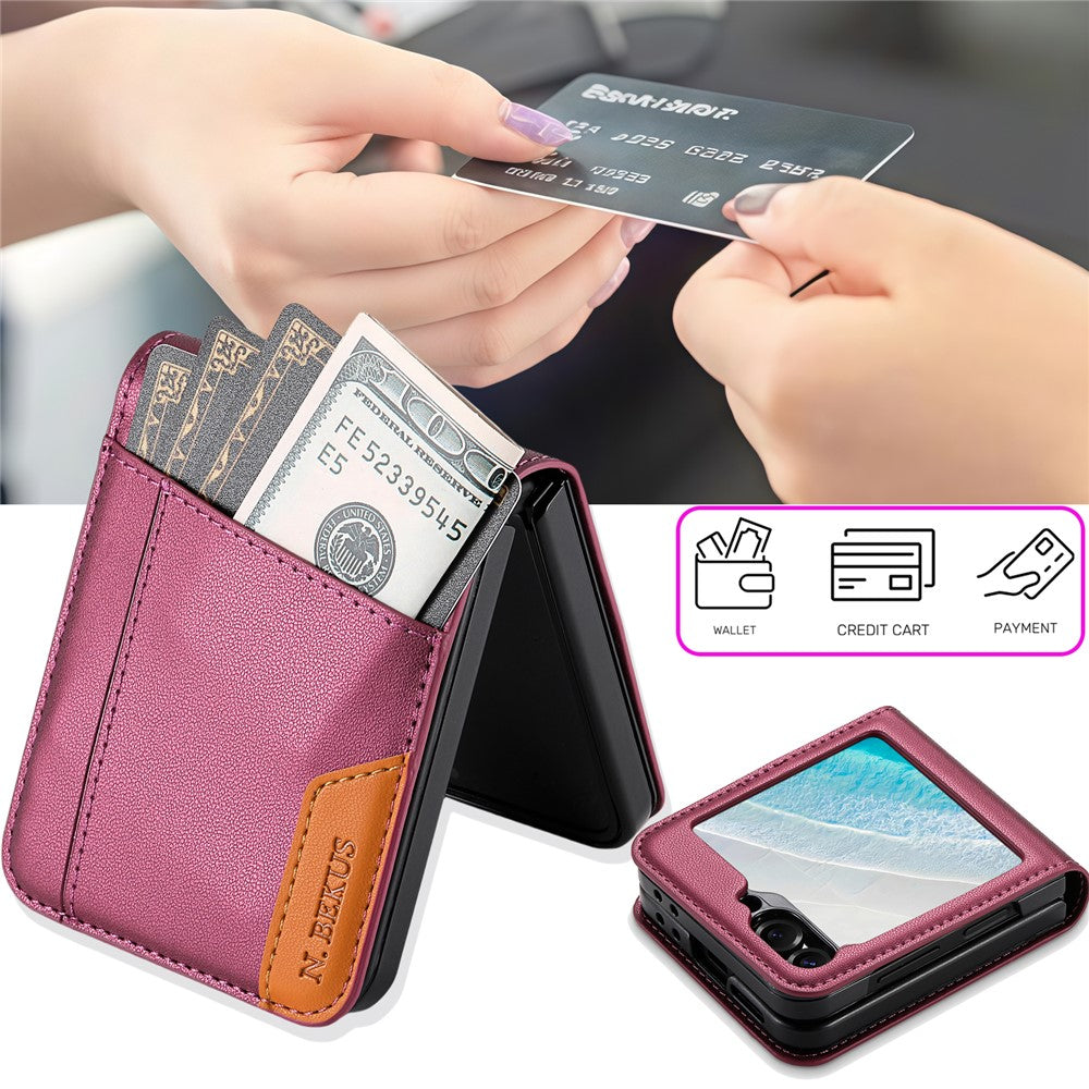 Samsung Galaxy Z Flip6 5G / Flip7 FE 5G Case Card Slot PU + PC Phone Back Cover