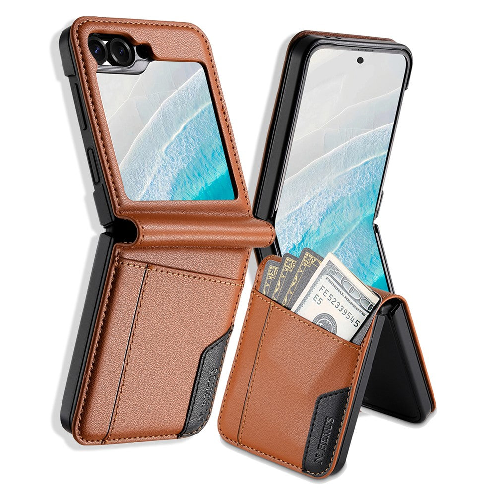 Samsung Galaxy Z Flip6 5G / Flip7 FE 5G Case Card Slot PU + PC Phone Back Cover