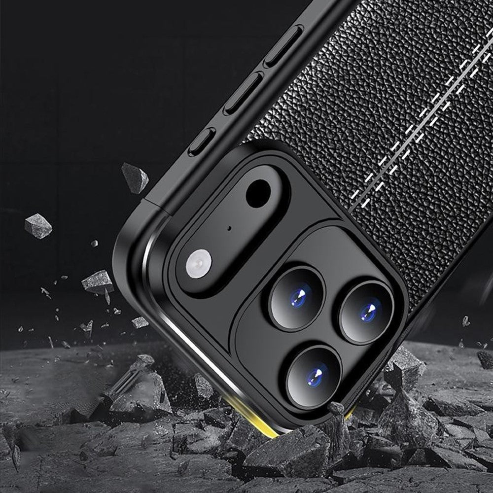 For iPhone 17 Pro Max Case Litchi Texture TPU Flexible Phone Cover