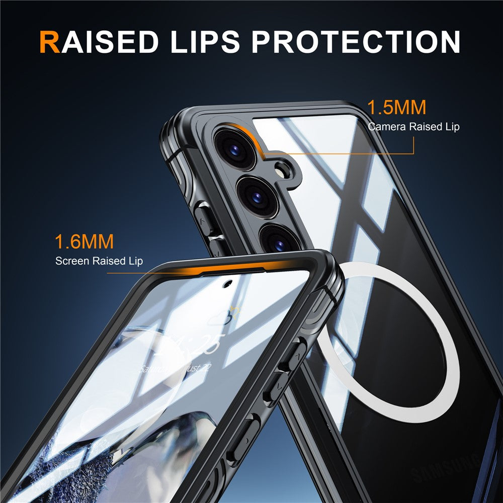 Samsung Galaxy S25 FE Magnetic Case PC + TPU Phone Cover with Tempered Glass Screen Film