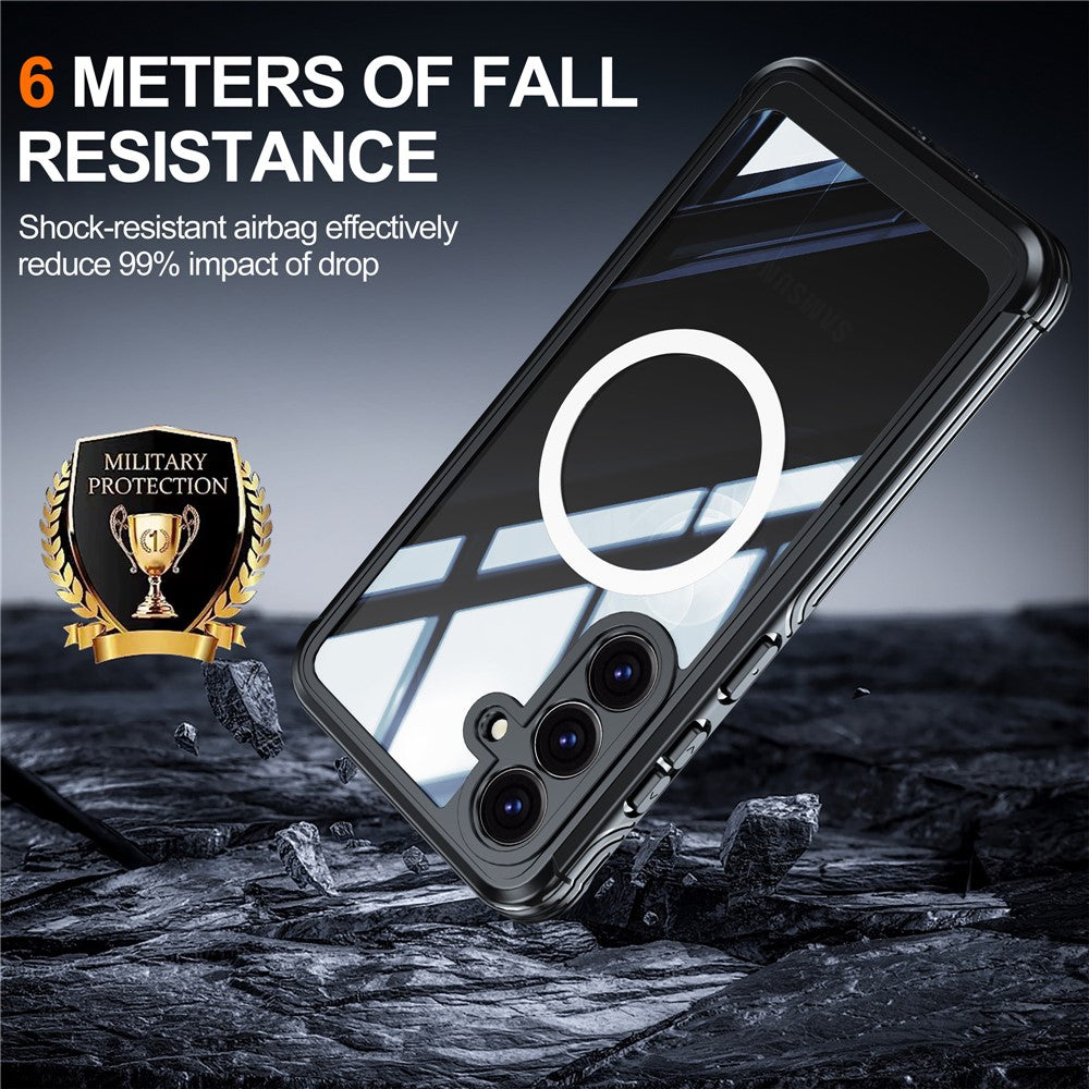 Samsung Galaxy S25 FE Magnetic Case PC + TPU Phone Cover with Tempered Glass Screen Film