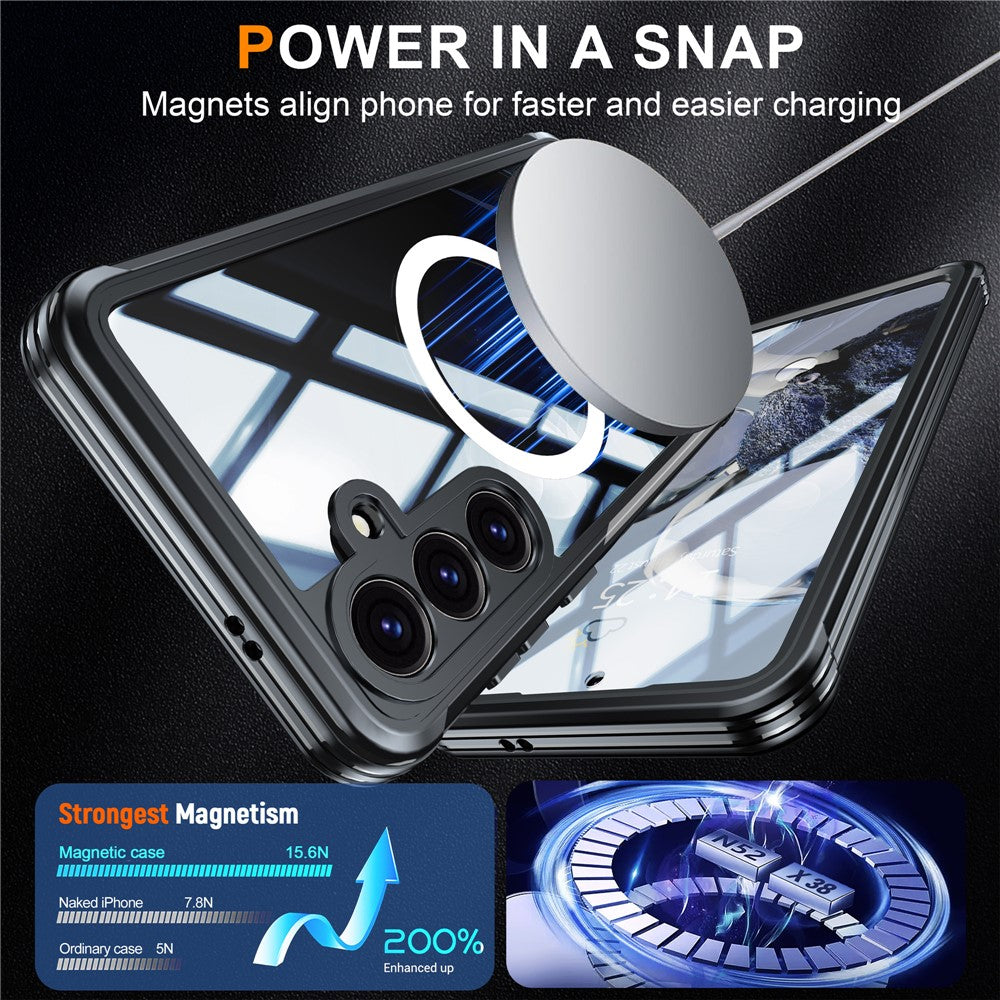 Samsung Galaxy S25 FE Magnetic Case PC + TPU Phone Cover with Tempered Glass Screen Film