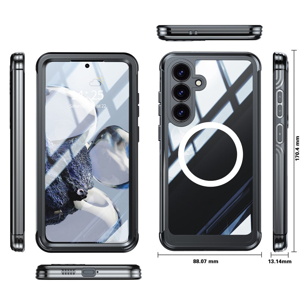 Samsung Galaxy S25 FE Magnetic Case PC + TPU Phone Cover with Tempered Glass Screen Film