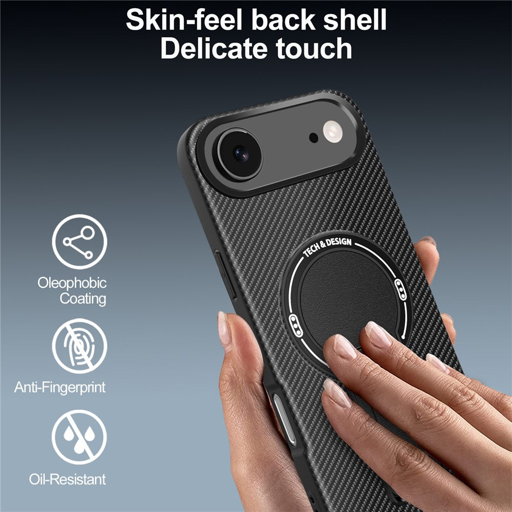 For iPhone Air Case with Kickstand Carbon Fiber Texture PC + TPU Phone Cover