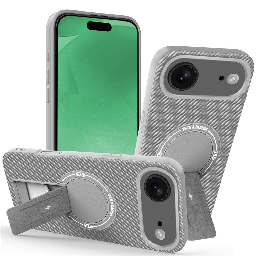 For iPhone Air Case with Kickstand Carbon Fiber Texture PC + TPU Phone Cover