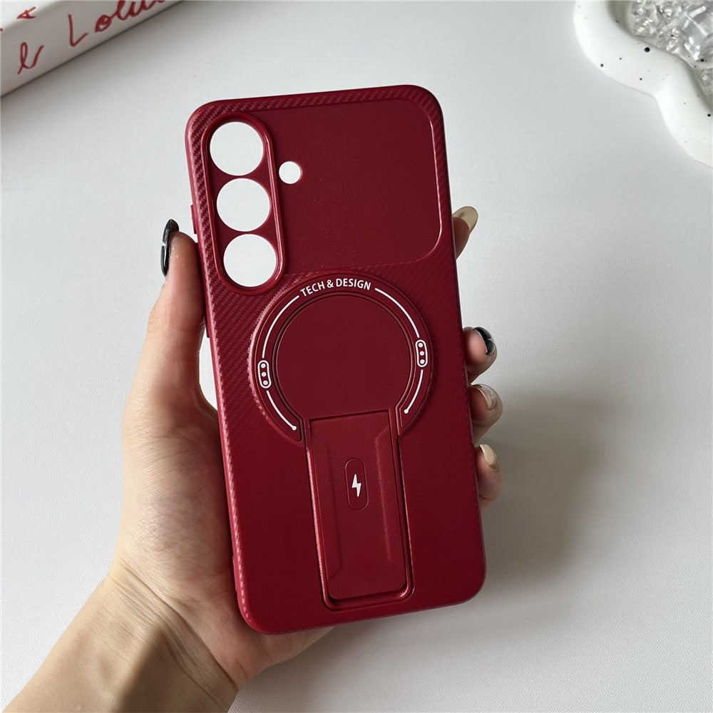 For Samsung Galaxy S25 / S24 Case with Kickstand Carbon Fiber Texture PC + TPU Phone Cover