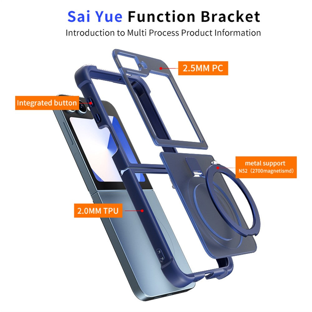 Samsung Galaxy Z Flip6 5G / Flip5 5G Magnetic Case Anti Drop TPU + PC Kickstand Phone Back Cover