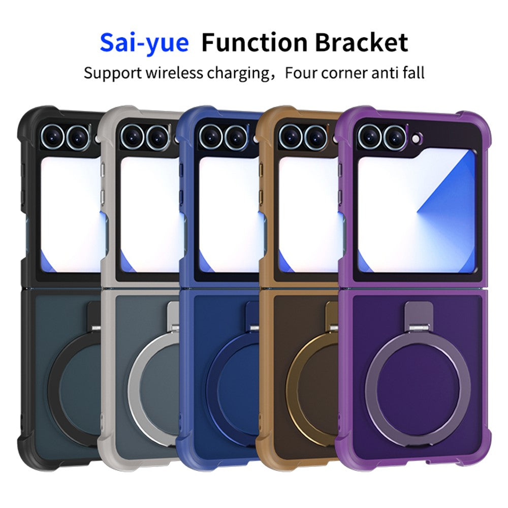 Samsung Galaxy Z Flip6 5G / Flip5 5G Magnetic Case Anti Drop TPU + PC Kickstand Phone Back Cover