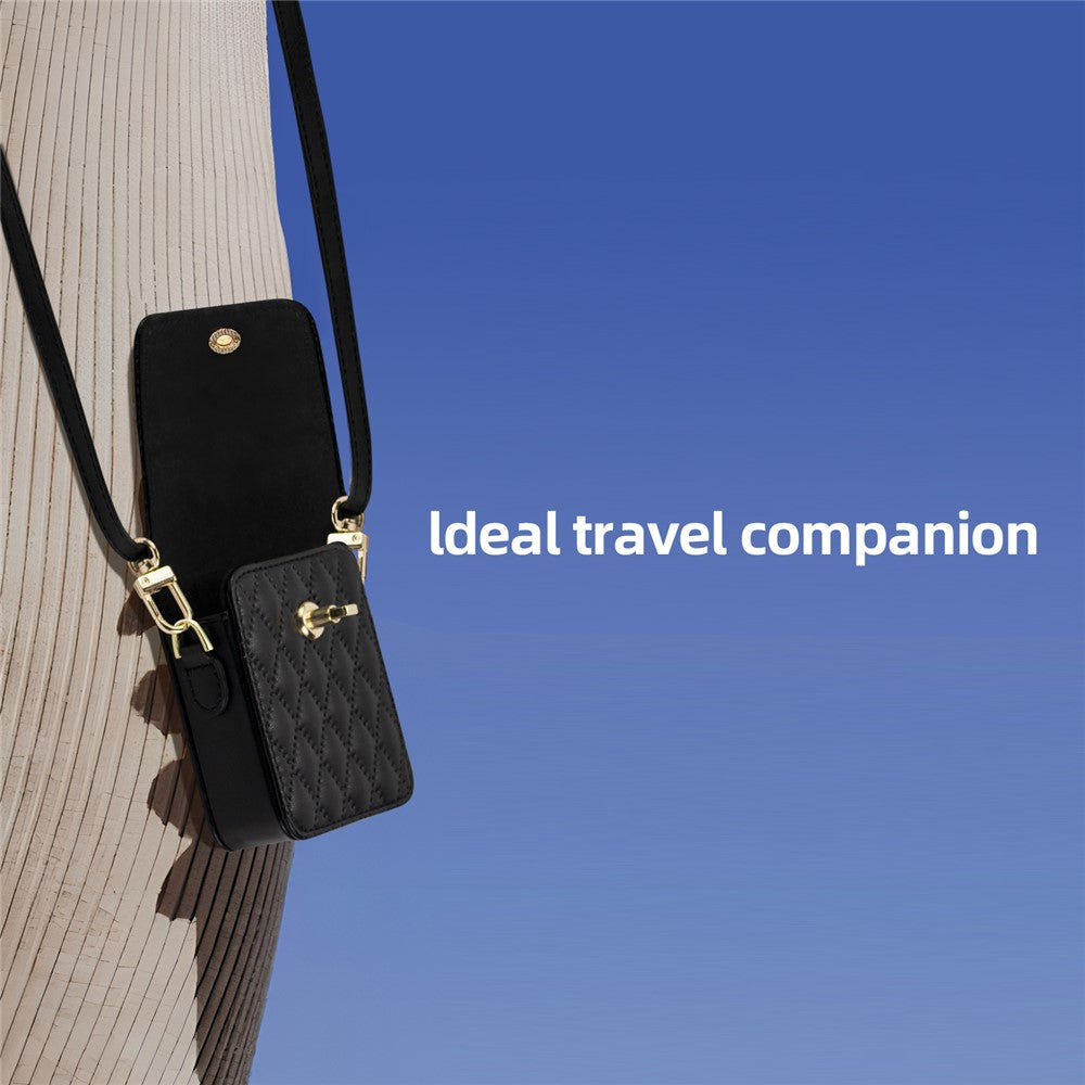 Samsung Galaxy Z Flip6 5G Case with Shoulder Strap PU + PC Wallet Phone Cover Built-In Back Screen Film