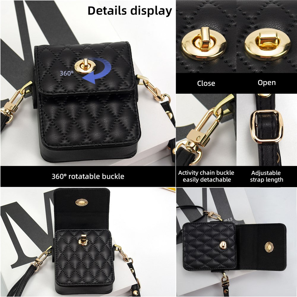 Samsung Galaxy Z Flip6 5G Case with Shoulder Strap PU + PC Wallet Phone Cover Built-In Back Screen Film