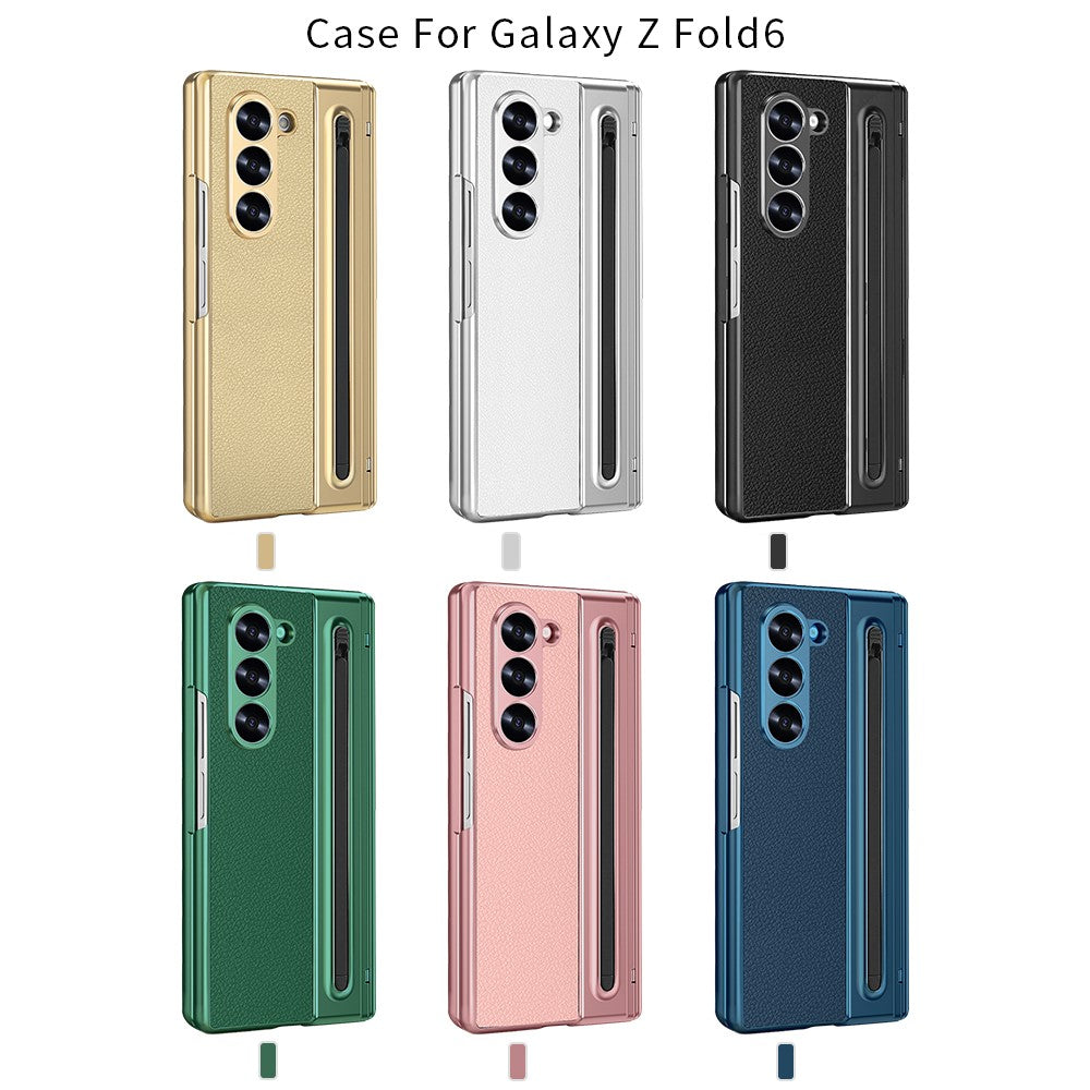 For Samsung Galaxy Z Fold6 5G Case PU + PC + Tempered Glass Phone Cover with Stylus