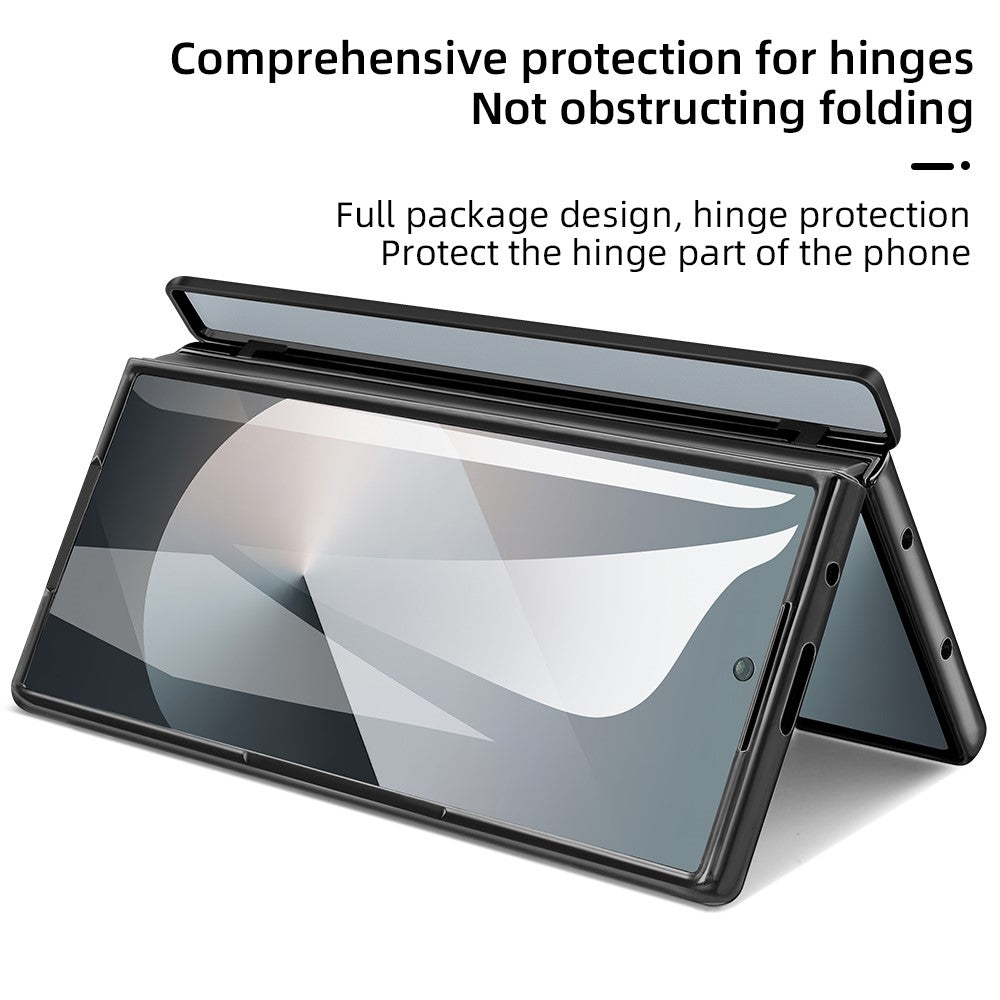 For Samsung Galaxy Z Fold6 5G Case PU + PC + Tempered Glass Phone Cover with Stylus